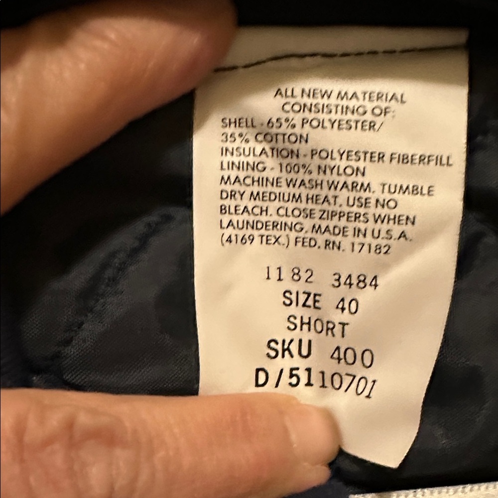 Sears Men's Dark Blue Insulated Coverall - Picture 2 of 4